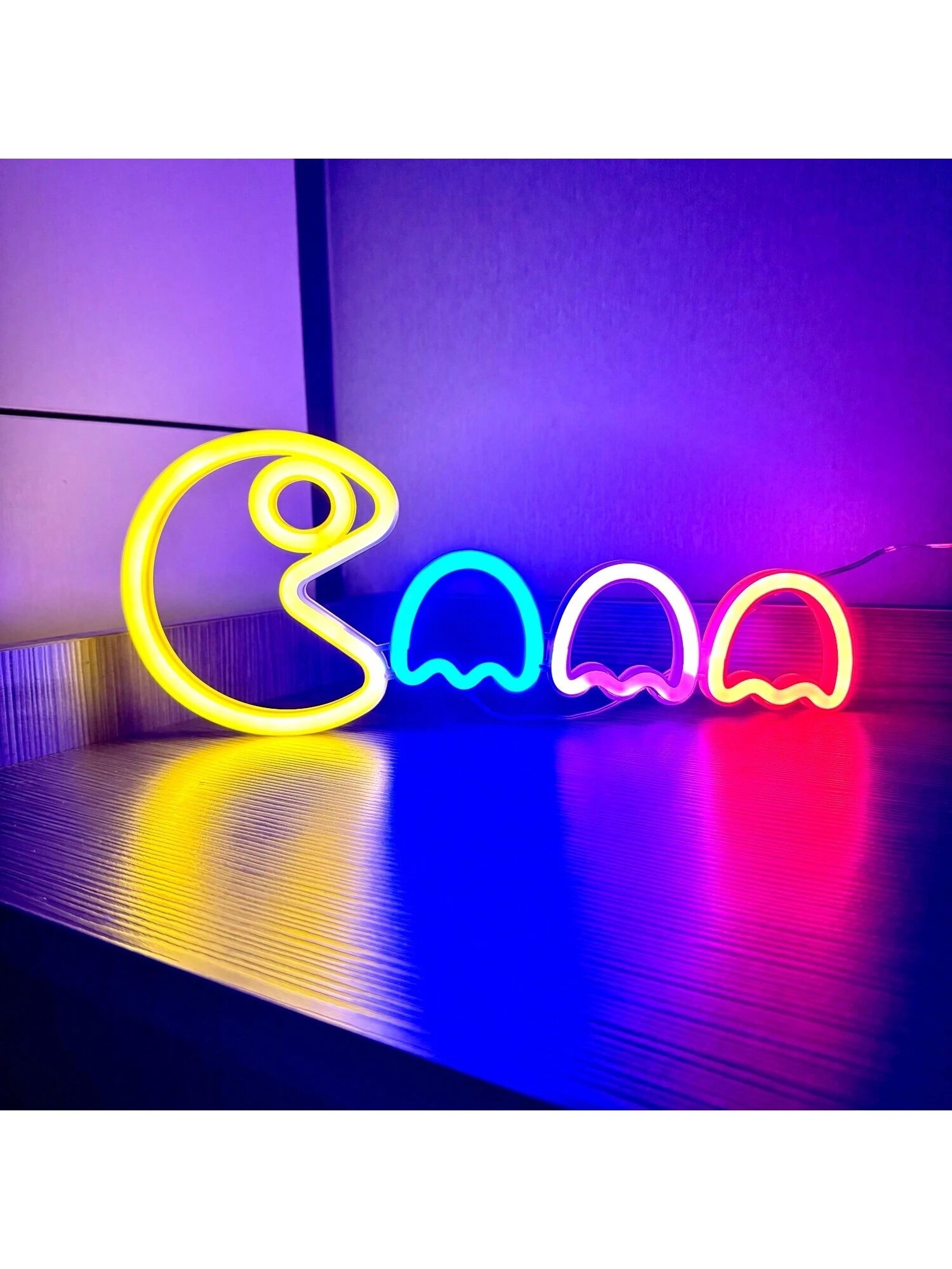 1Pc Pacman Neon Sign, Approx. 35X14.5Cm (13.7X5.7In), Usb/Battery Powered, Dual-Use, Decor Light for Men'S Game Room, Wall and Tabletop, Suitable for Bedroom, Dorm, Yard, Bar, Wedding, Valentine'S Day, Halloween, Christmas