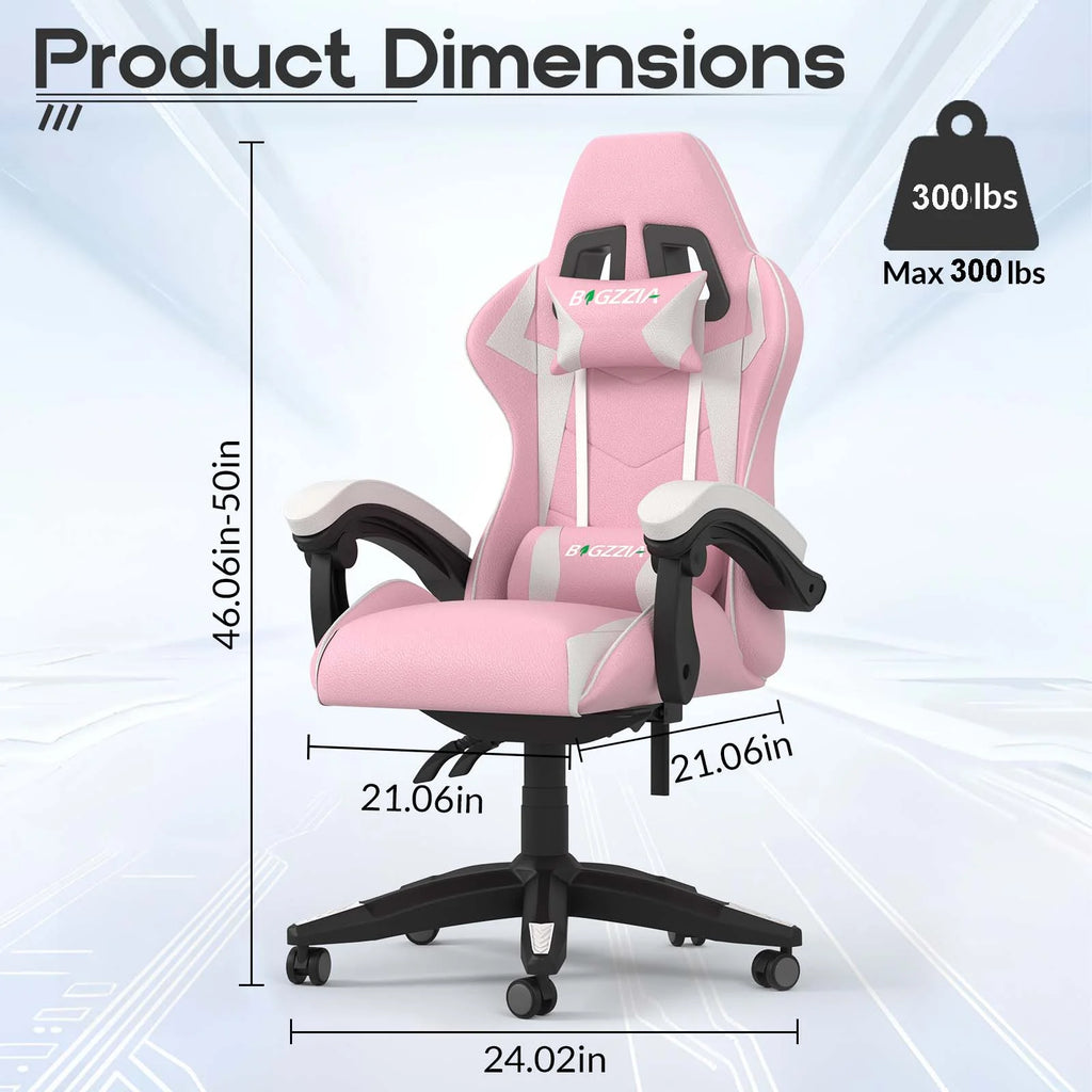 High-Back Gaming Chair PC Office Chair Computer Racing Chair PU Desk Task Chair Ergonomic Executive Swivel Rolling Chair with Lumbar Support for Back Pain Women, Men (Pink)