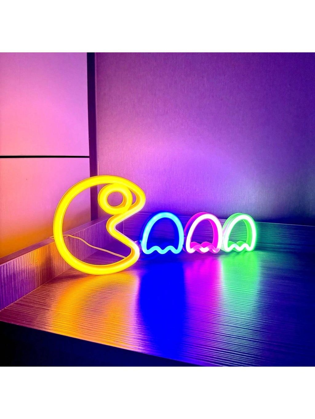 1Pc Pacman Neon Sign, Approx. 35X14.5Cm (13.7X5.7In), Usb/Battery Powered, Dual-Use, Decor Light for Men'S Game Room, Wall and Tabletop, Suitable for Bedroom, Dorm, Yard, Bar, Wedding, Valentine'S Day, Halloween, Christmas