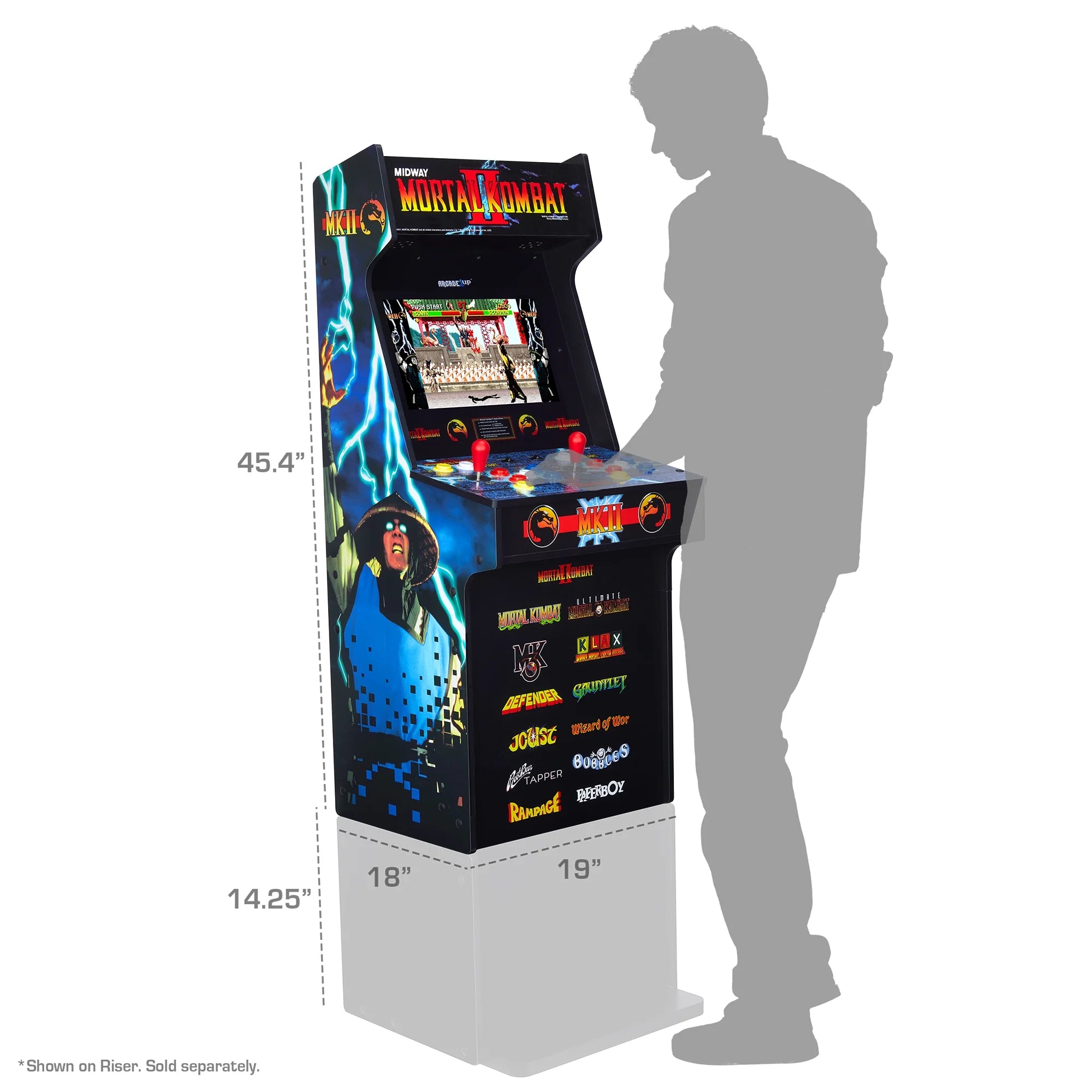 Mortal Kombat II Classic SE Arcade Machine – 4 - Foot Cabinet, 13 Classic Video Games, 15.6” IPS Display, Easy Assembly, Perfect for Home Gaming