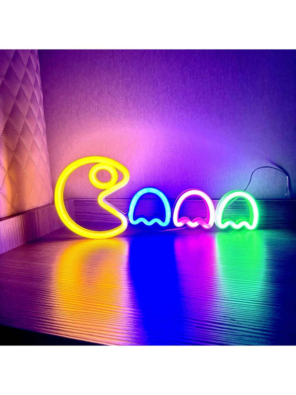 1Pc Pacman Neon Sign, Approx. 35X14.5Cm (13.7X5.7In), Usb/Battery Powered, Dual-Use, Decor Light for Men'S Game Room, Wall and Tabletop, Suitable for Bedroom, Dorm, Yard, Bar, Wedding, Valentine'S Day, Halloween, Christmas