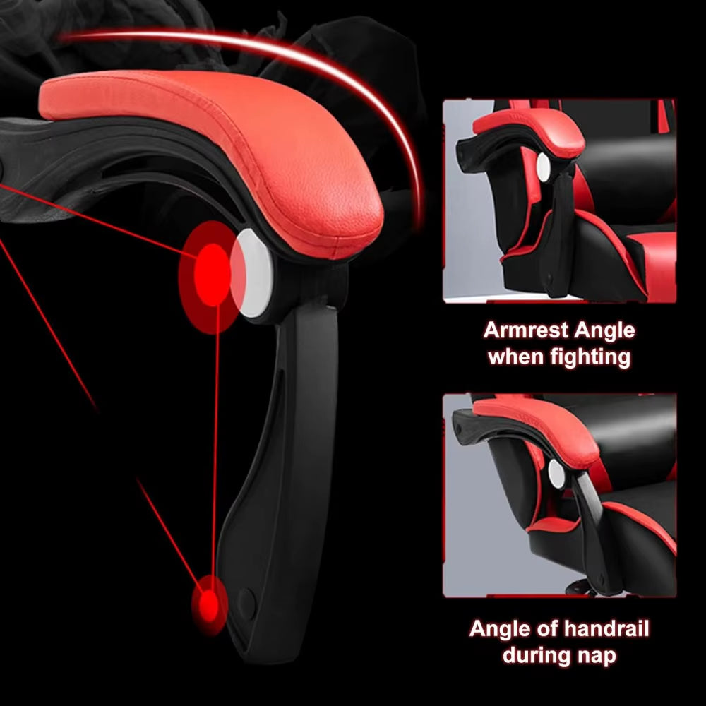 Gaming Chair with Bluetooth Speakers and Led Lights, Massage Gamer Chair with Footrest High Back and Lumbar Support, Ergonomic H