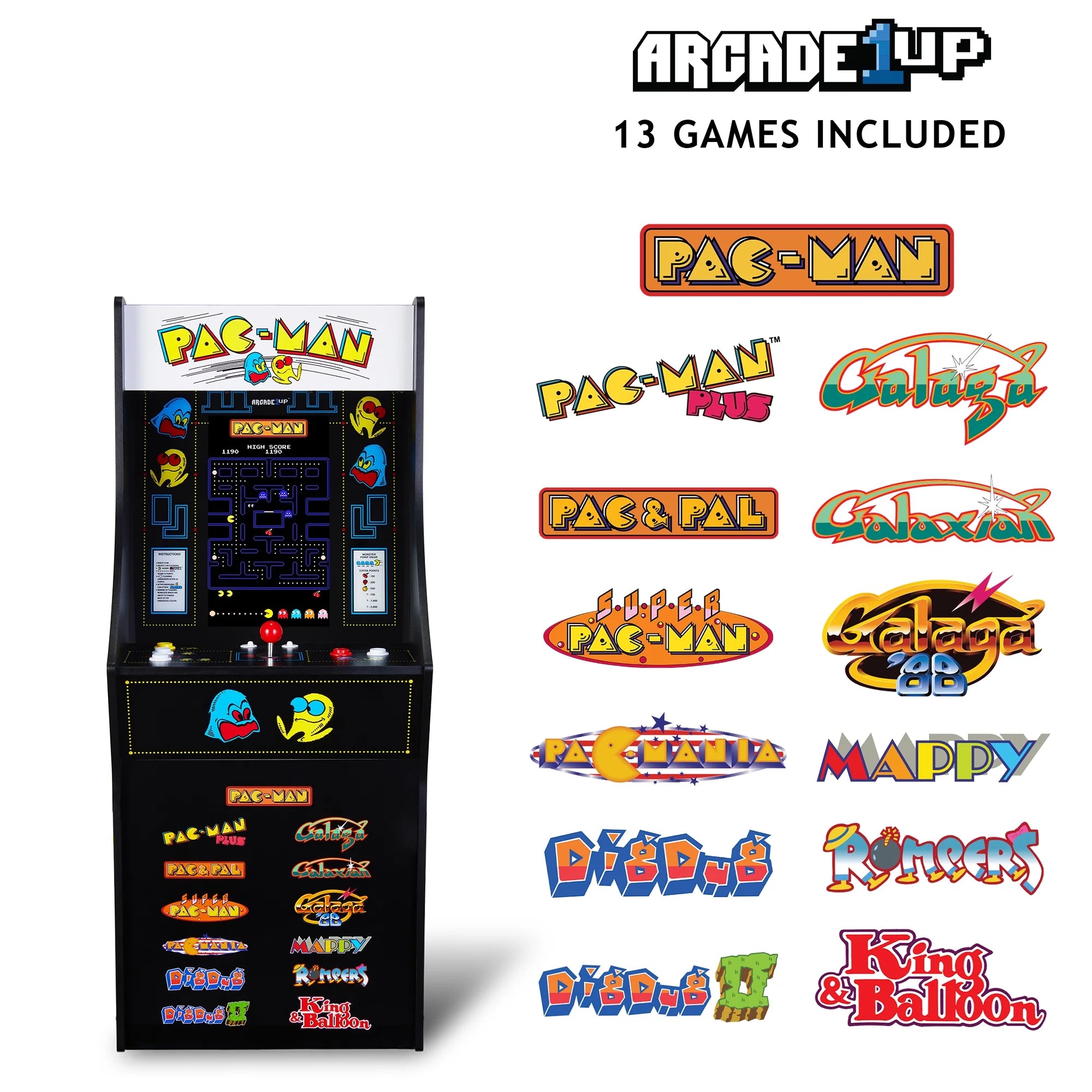 PAC - MAN Classic SE Arcade Machine – 4 - Foot Cabinet, 13 Classic Video Games, 15.6” IPS Display, Easy Assembly, Perfect for at - Home Gaming