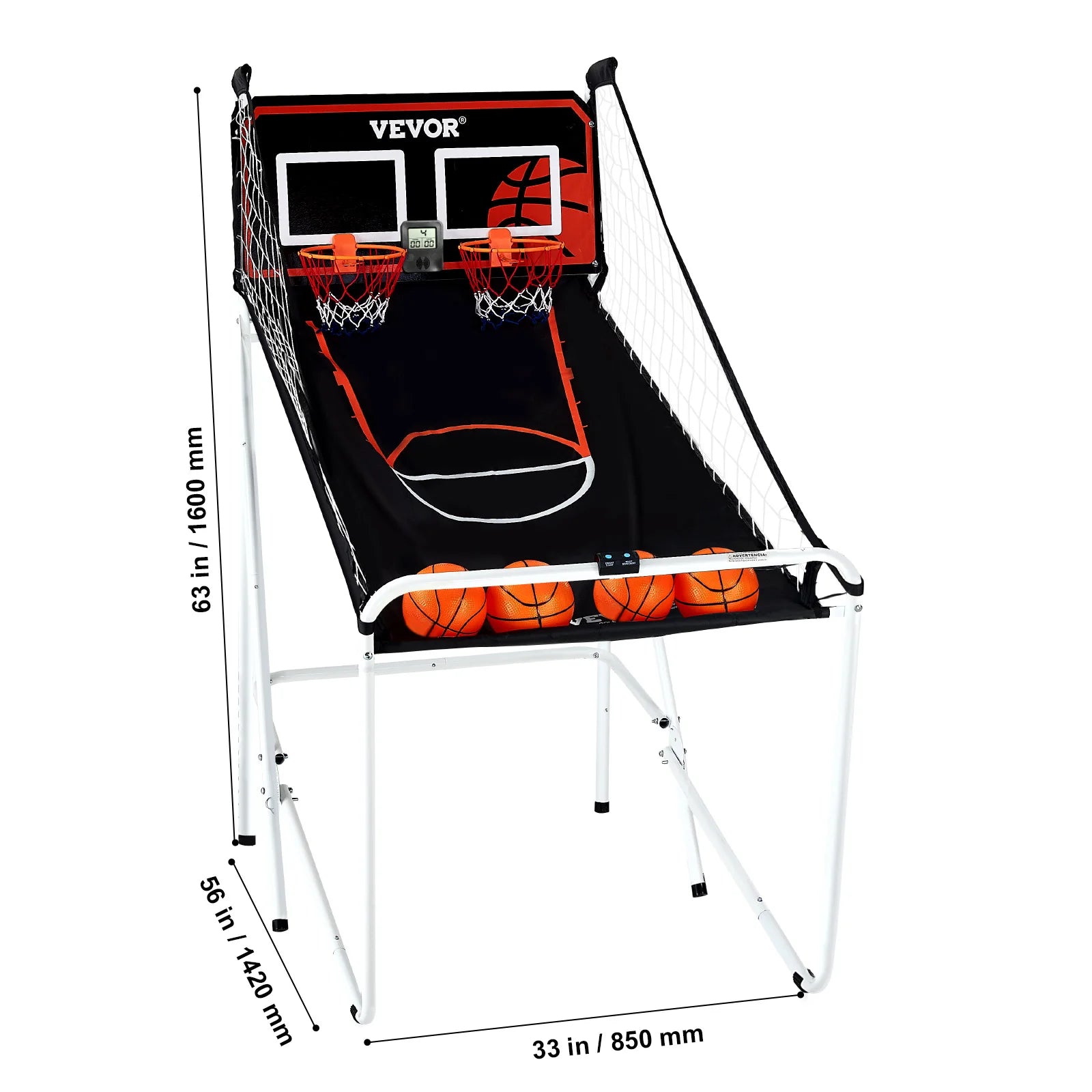 Foldable Basketball Arcade Game 2 Player Indoor Basketball Game Dual Shot Sport W/ 4 Balls 8 Game Modes for Kid Adult